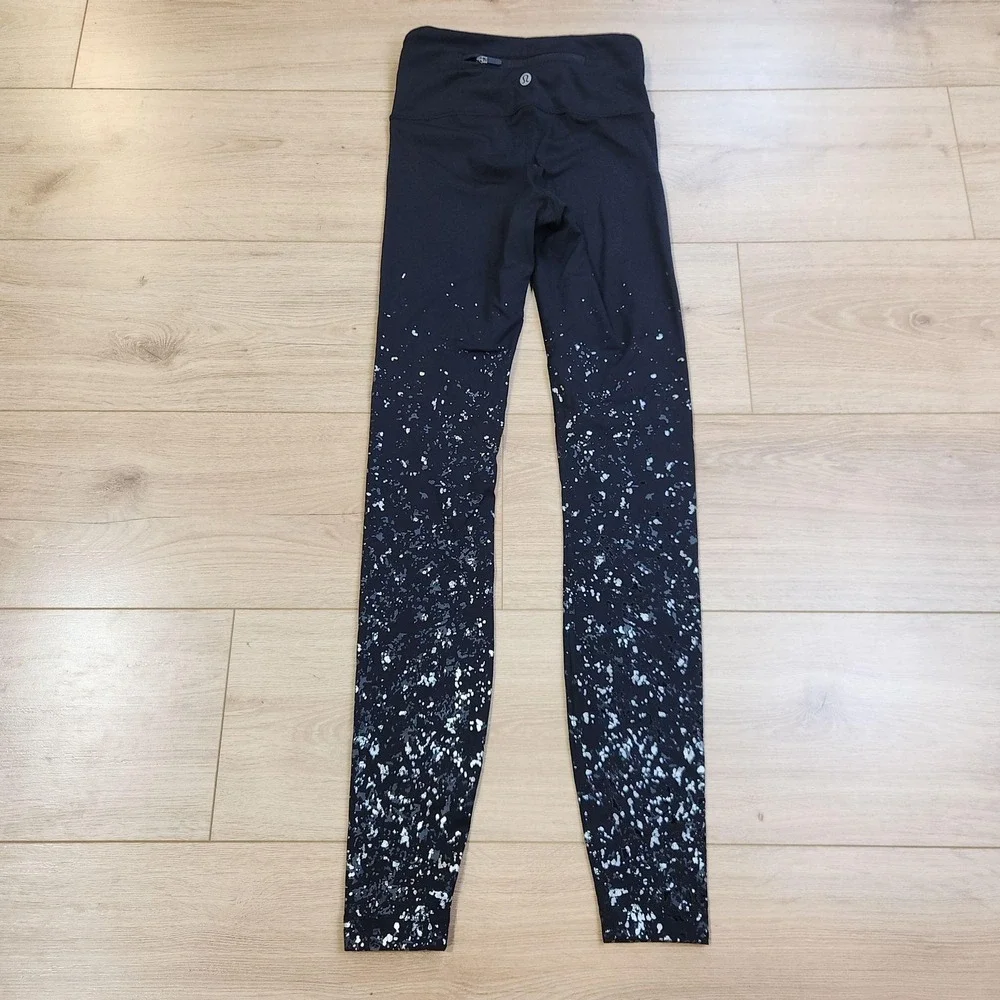 Lululemon Speed Wunder Leggings Womens 2 Black Spotted Ankle Yoga Running